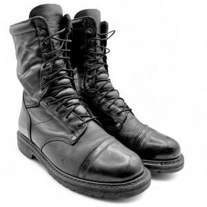 Rocky 2090 Paraboot Mens Boots Black Leather Combat Work Boots 10" Cap Toe 10 W
